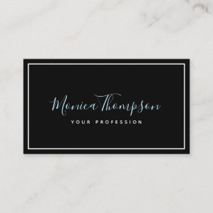 handwritten cursive name on feminine black business card