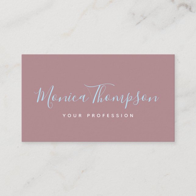 handwritten cursive name on feminine dusty rose business card (Front)