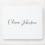 Handwritten Custom Name Black White Mouse Pad<br><div class="desc">Add your custom name in handwritten style to this modern black and white mouse pad.</div>