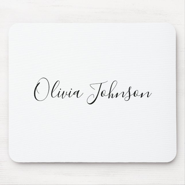 Handwritten Custom Name Black White Mouse Pad (Front)