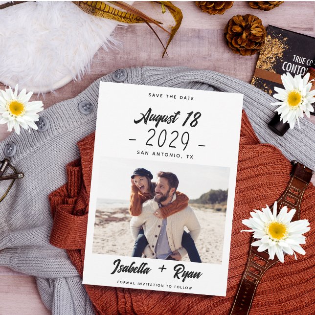 Handwritten Date & Custom Favourite Photo Wedding Save The Date (Creator Uploaded)