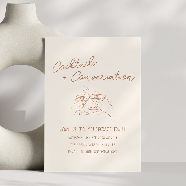 Handwritten Doodles Cocktails Autumn Party  Invitation (Creator Uploaded)