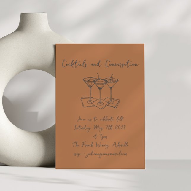Handwritten Doodles Cocktails Conversation Autumn Invitation (Creator Uploaded)