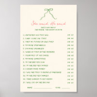Handwritten Downloadable She said He said Game