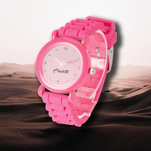 Handwritten Elegant Name | Pastel Pink Stylish Watch (Creator Uploaded)