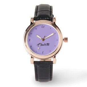 Handwritten Elegant Name Pastel Purple Stylish Watch