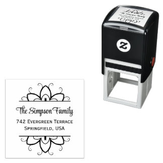 Handwritten Family Address Stamp with Wildflowers