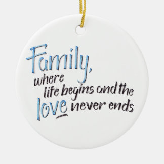 Handwritten Family Quote Ceramic Tree Decoration