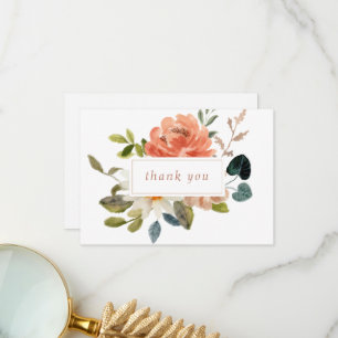 Handwritten Floral Wedding Thank You White Card