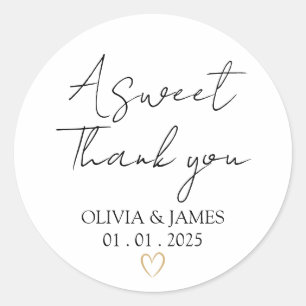 Handwritten Font A Sweet Thank You Labels   Round 