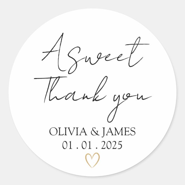 Handwritten Font A Sweet Thank You Labels | Round  (Front)