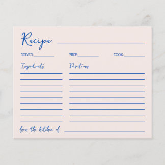 Handwritten Font Blue Elegant Recipe For The Bride