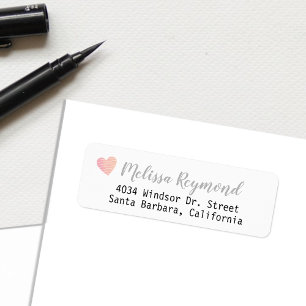 Handwritten Font Return Address Label with Heart
