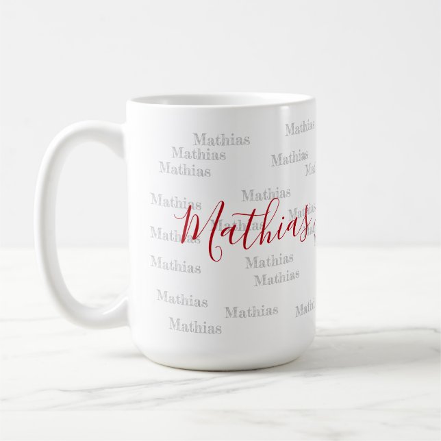handwritten font style name on personalised coffee mug (Left)