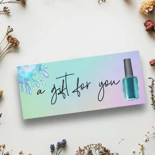 Handwritten Gift Certificate Watercolor Nail Salon Invitation