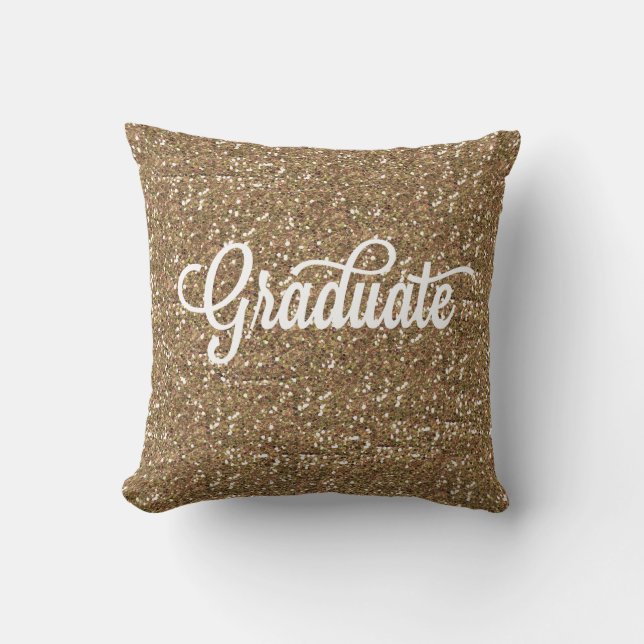 HANDWRITTEN GOLD GLITTER GRADUATION PILLOW (Front)