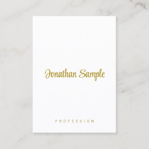 Handwritten Gold Text Modern Vertical Template Business Card
