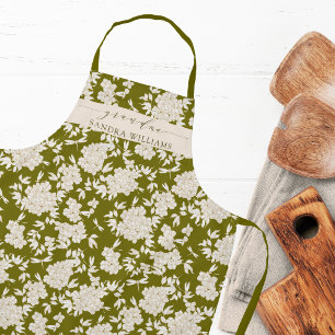 Handwritten grandma Green stylish floral pattern Apron
