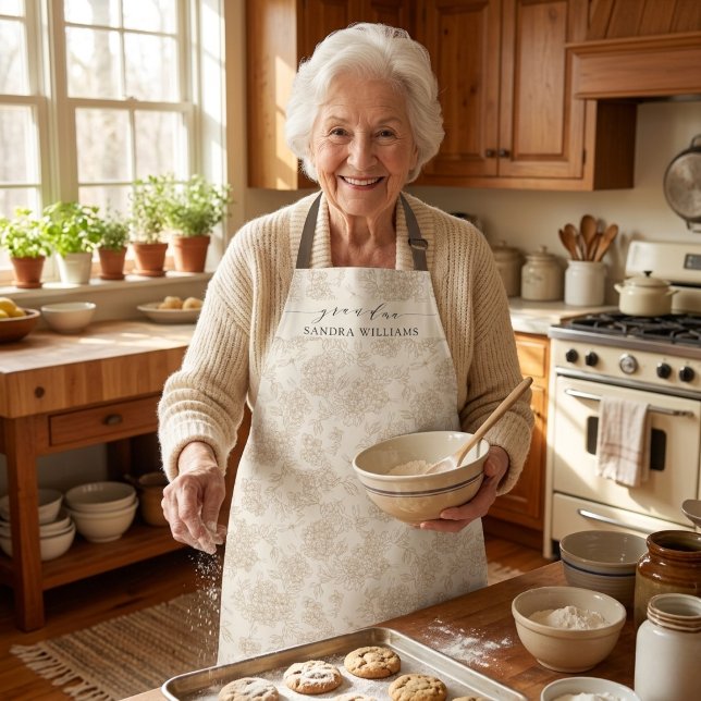 Handwritten grandma stylish floral pattern apron (Creator Uploaded)