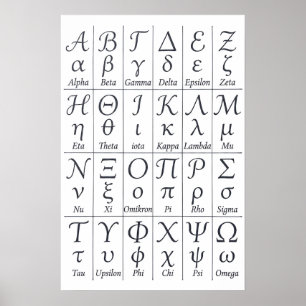 Handwritten Greek Alphabet Letters Calligraphy Poster