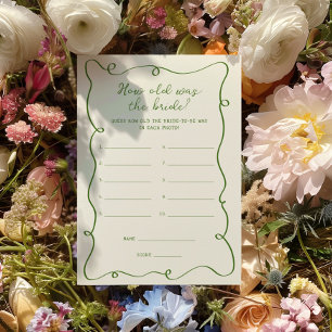 Handwritten Green How old was the bride Card