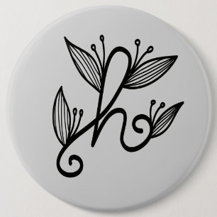 handwritten h 6 cm round badge