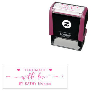 Handwritten handmade with love self-inking stamp