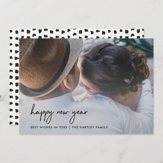 Handwritten Happiness | New Year with Photo Invitation (Front/Back)