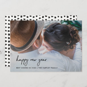 Handwritten Happiness   New Year with Photo Invitation