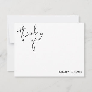 Handwritten Heart Script Wedding Thank You Card