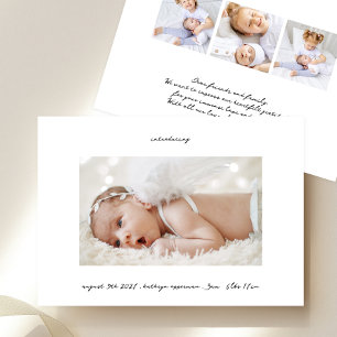 handwritten ink black introducing photo baby birth announcement