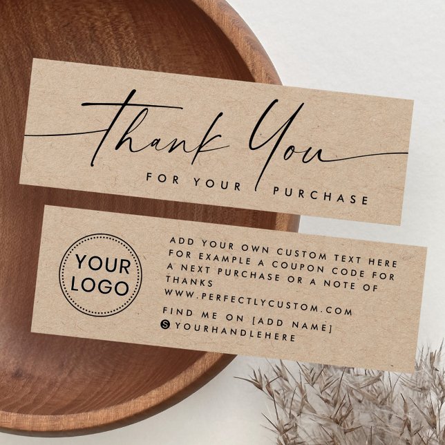 Handwritten Kraft paper logo thank you insert card (Handwritten Kraft paper logo thank you insert card)