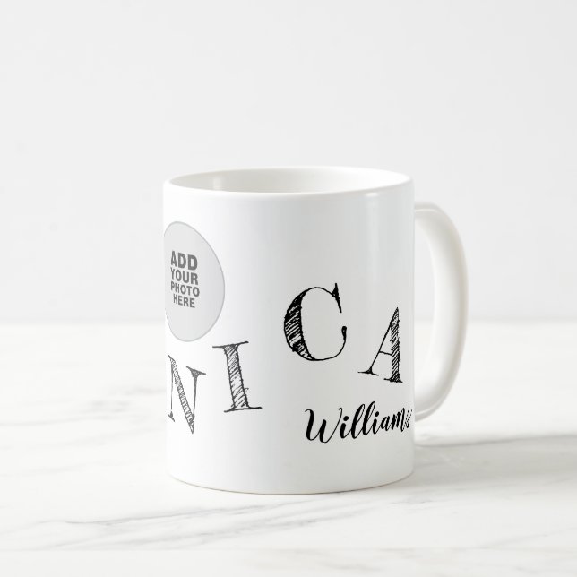 handwritten letters of your name cool photo coffee mug (Front Right)