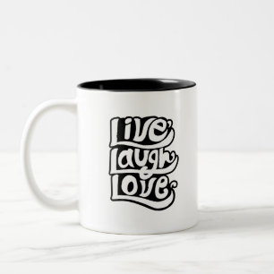 Handwritten live love laugh typography Quote Two-Tone Coffee Mug