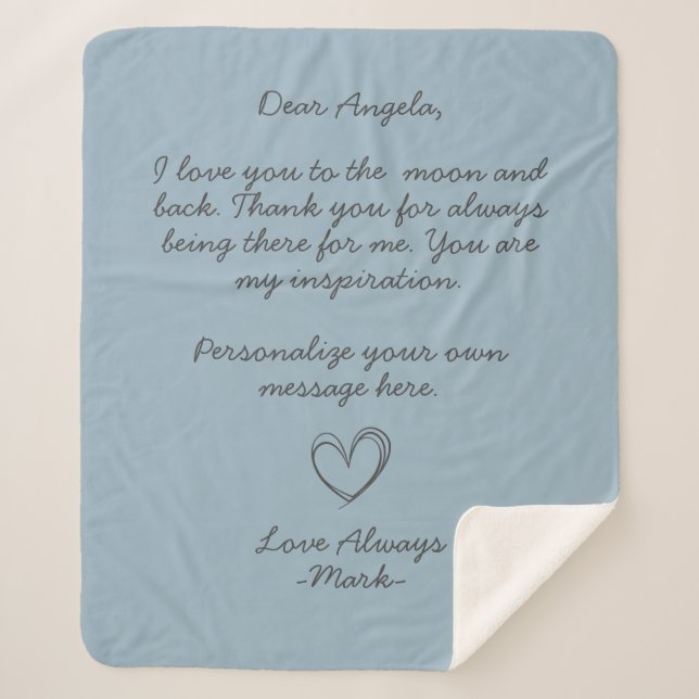 handwritten love letter or customisable message    sherpa blanket (Front)