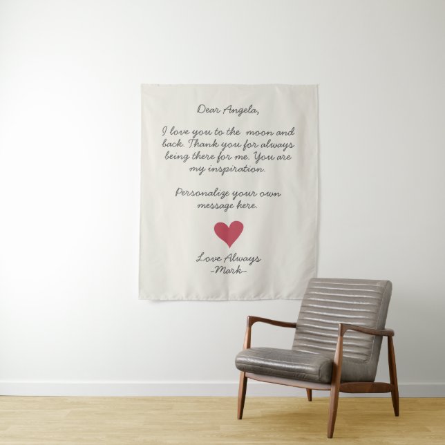 handwritten love letter or customisable message    tapestry (In Situ)