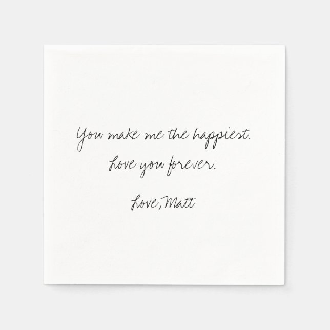 Handwritten Love Note | Personal Touch Wedding  Napkin (Front)