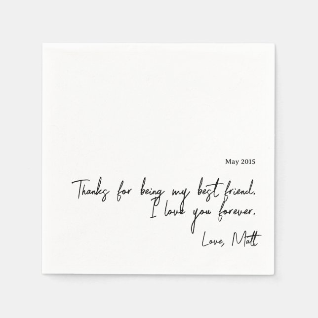 Handwritten Love Note | Personal Touch Wedding  Napkin (Front)