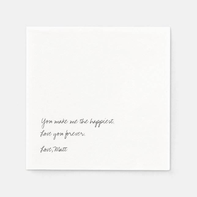 Handwritten Love Note | Personal Touch Wedding  Napkin (Front)