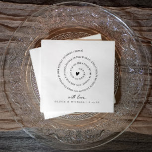 Handwritten Love Note Spiral Text Heart Wedding Napkin