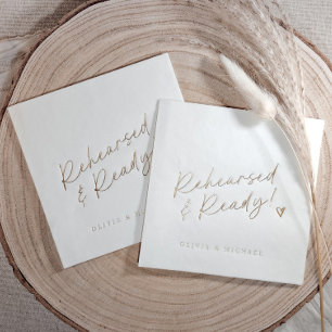 Handwritten love note style heart wedding Gold Foil Napkins
