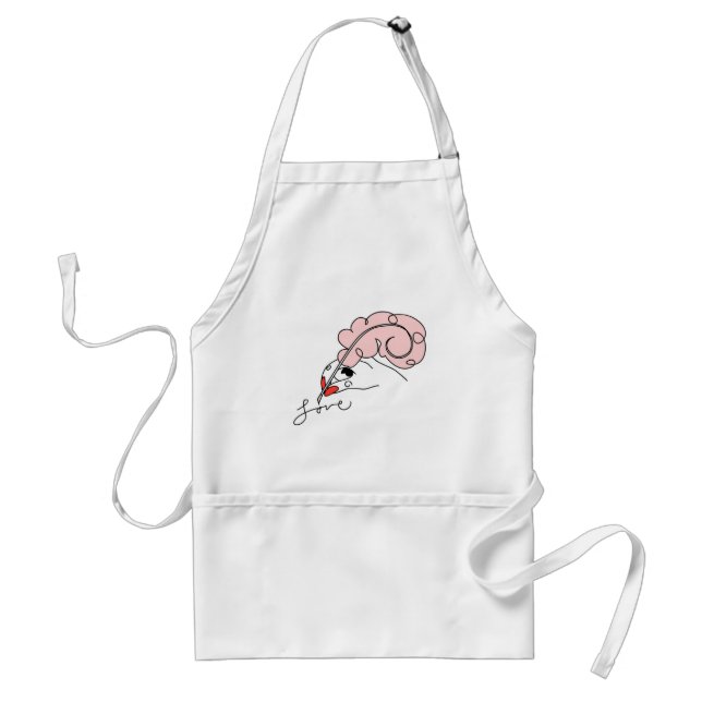 Handwritten Love Pink Quill Feather Pen Standard Apron (Front)