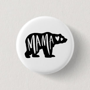 Handwritten Mama Hand Drawn Hearts Bear Silhouette 3 Cm Round Badge