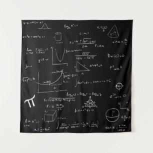 Handwritten Math Formulas and Equations Black Tapestry