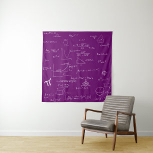 Handwritten Math Formulas and Equations Purple Tapestry