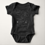 Handwritten Mathematics formulas and equations Baby Bodysuit<br><div class="desc">Beautiful and elegant baby bodysuit with a pattern of mathematic equations and graphics. Illustrated and designed by Patricia Alvarez.</div>
