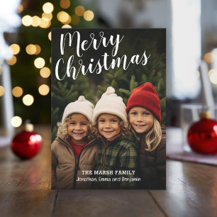 Handwritten Merry Christmas Calligraphy Full Photo Holiday Card