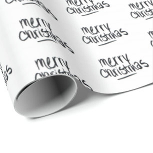 Handwritten Merry Christmas in Black Wrapping Paper