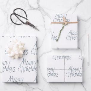 Handwritten Merry Christmas in Gray Wrapping Paper Sheet