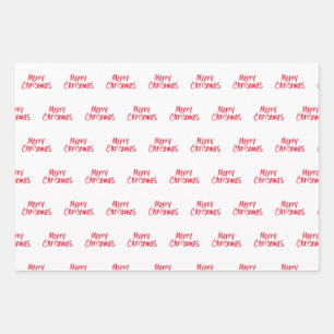 Handwritten Merry Christmas in Red Wrapping Paper Sheet